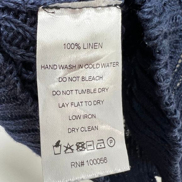 Oobe Brand Pure Linen Open Knit Hugger Vest Navy XL - Picture 7 of 7